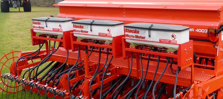 Three Micro-Meter's mounted to a seed drill
